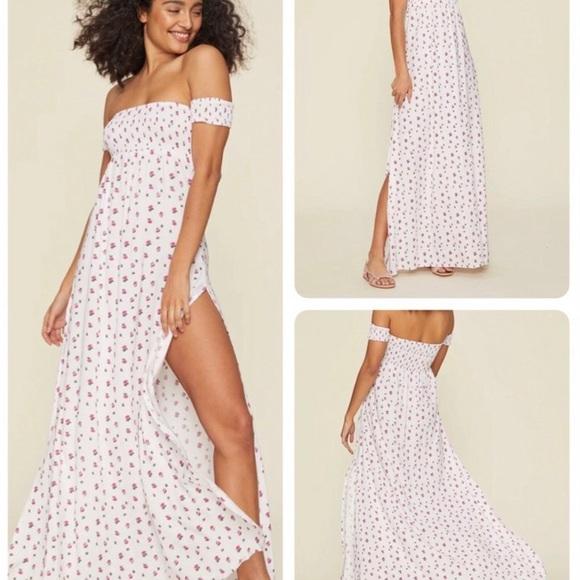 LPA Dresses & Skirts - LPA | Darlin Smocked Romantic Floral White Maxi Dress | Women's Size XS
